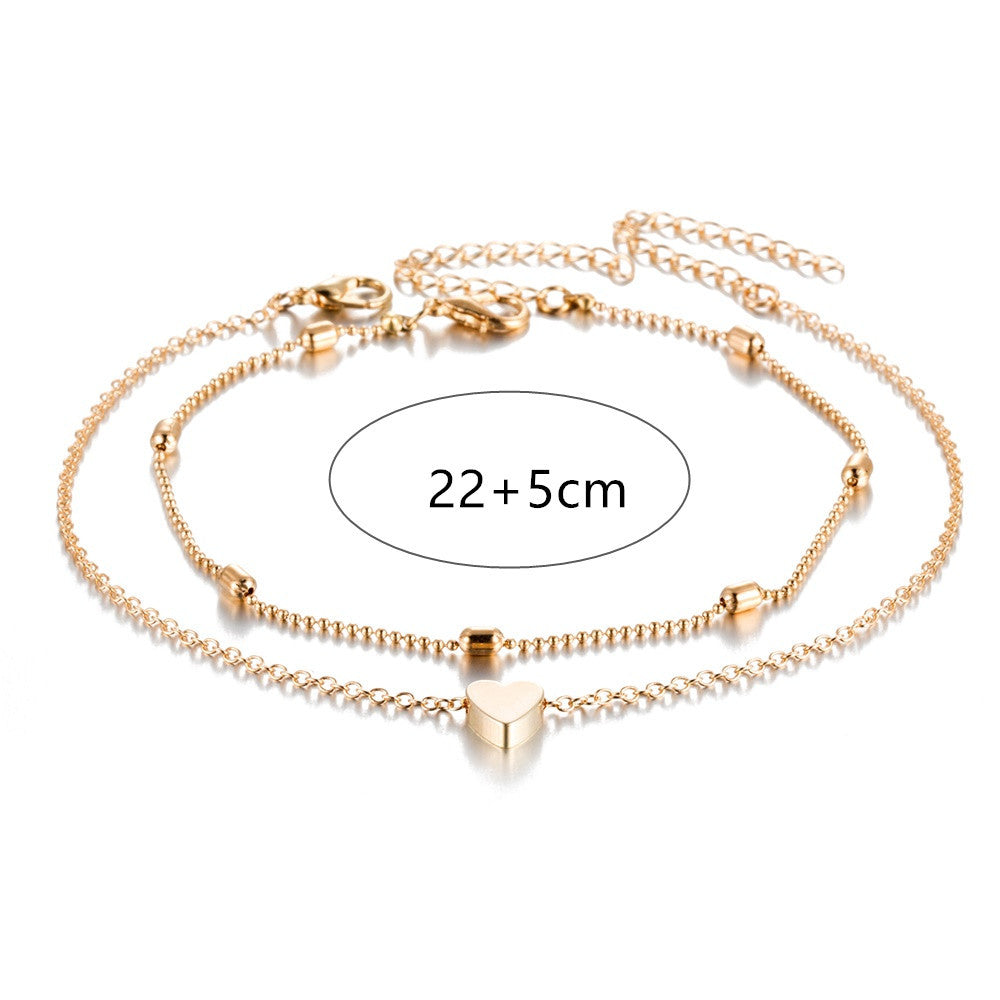 Double-Layered Heart Anklet