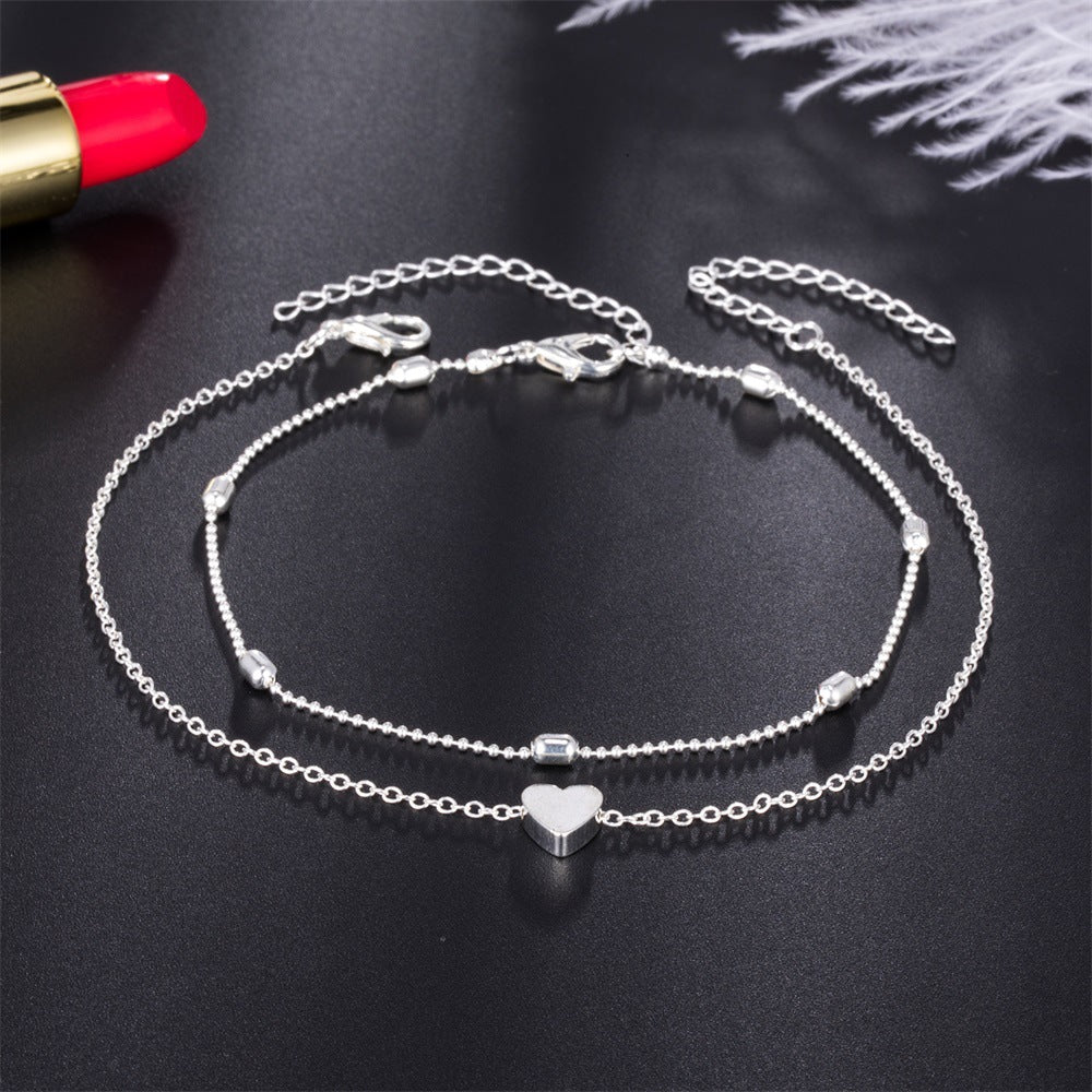 Double-Layered Heart Anklet