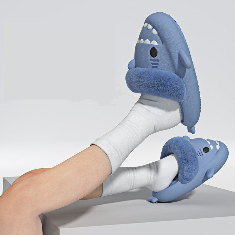 Fuzzy Detachable Shark Slippers