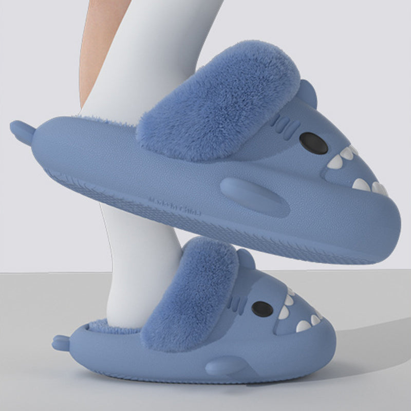 Fuzzy Detachable Shark Slippers