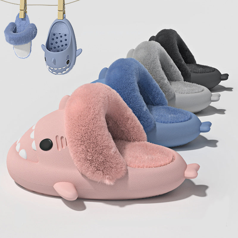 Fuzzy Detachable Shark Slippers