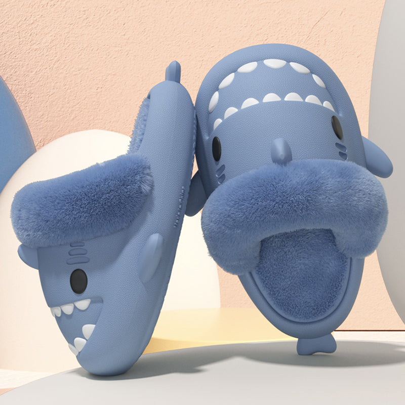 Fuzzy Detachable Shark Slippers