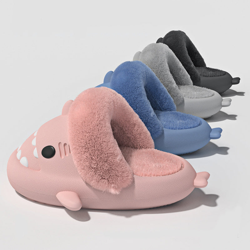 Fuzzy Detachable Shark Slippers